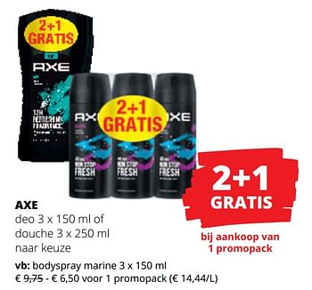 Promoties Axe bodyspray marine - Axe - Geldig van 23/03/2023 tot 05/04/2023 bij Spar (Colruytgroup)
