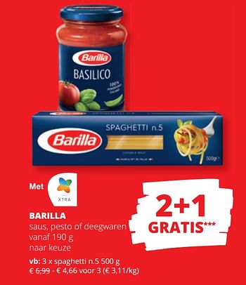 Promoties Barilla spaghetti n.5 - Barilla - Geldig van 23/03/2023 tot 05/04/2023 bij Spar (Colruytgroup)