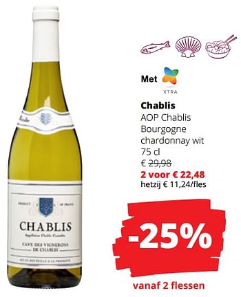 Promotions Chablis aop chablis bourgogne chardonnay wit - Vins blancs - Valide de 23/03/2023 à 05/04/2023 chez Spar (Colruytgroup)
