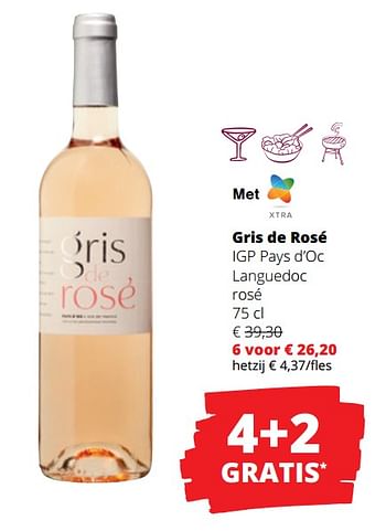 Promoties Gris de rosé igp pays d’oc languedoc rosé - Rosé wijnen - Geldig van 23/03/2023 tot 05/04/2023 bij Spar (Colruytgroup)