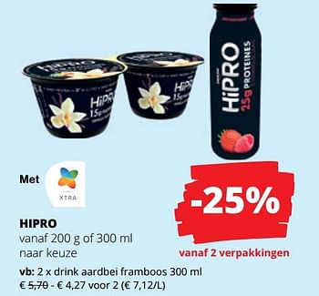 Promoties Hipro drink aardbei framboos - Danone - Geldig van 23/03/2023 tot 05/04/2023 bij Spar (Colruytgroup)
