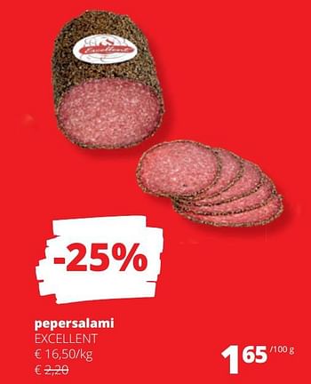 Promoties Pepersalami excellent - Excellent - Geldig van 23/03/2023 tot 05/04/2023 bij Spar (Colruytgroup)