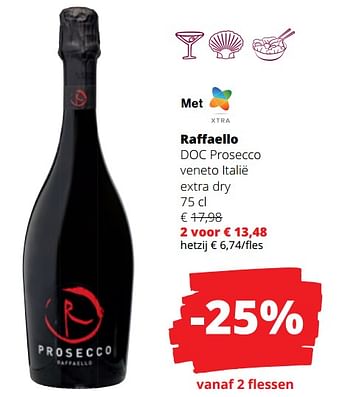 Promoties Raffaello doc prosecco veneto italië extra dry - Schuimwijnen - Geldig van 23/03/2023 tot 05/04/2023 bij Spar (Colruytgroup)