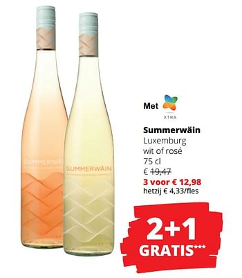 Promoties Summerwäin luxemburg wit of rosé - Witte wijnen - Geldig van 23/03/2023 tot 05/04/2023 bij Spar (Colruytgroup)