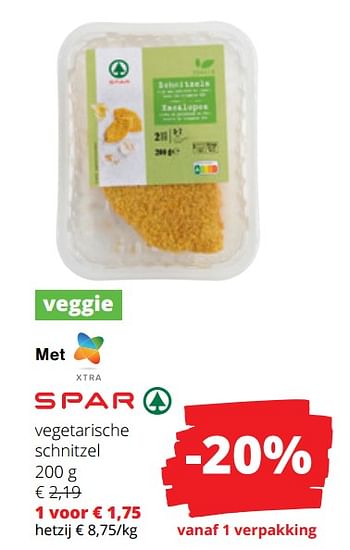 Promoties Vegetarische schnitzel - Spar - Geldig van 23/03/2023 tot 05/04/2023 bij Spar (Colruytgroup)