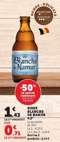 Promoties Biere blanche de namur - Blanche de Namur - Geldig van 14/03/2023 tot 26/03/2023 bij Super U