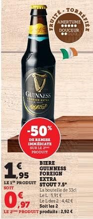 Promotions Biere guinness foreign extra stout - Guinness - Valide de 14/03/2023 à 26/03/2023 chez Super U