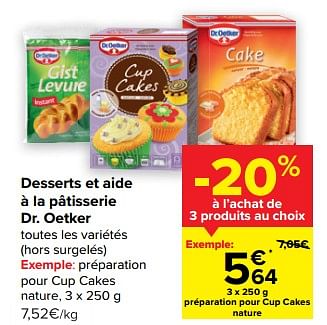 Promotions Préparation pour cup cakes nature - Dr. Oetker - Valide de 23/03/2023 à 03/04/2023 chez Carrefour