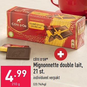 Promoties Mignonnette double lait - Cote D'Or - Geldig van 27/03/2023 tot 07/04/2023 bij Aldi