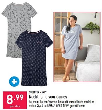 Promoties Nachthemd voor dames - Queentex - Geldig van 27/03/2023 tot 07/04/2023 bij Aldi