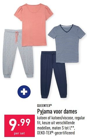 Promoties Pyjama voor dames - Queentex - Geldig van 27/03/2023 tot 07/04/2023 bij Aldi