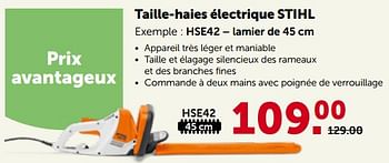 Promoties Taille-haies électrique stihl hse42 - Stihl - Geldig van 27/03/2023 tot 08/04/2023 bij Aveve