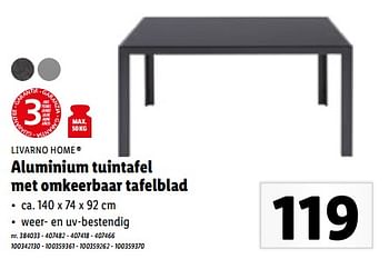 Promoties Aluminium tuintafel met omkeerbaar tafelblad - Livarno - Geldig van 29/03/2023 tot 04/04/2023 bij Lidl