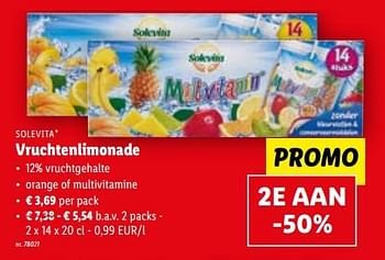 Promotions Vruchtenlimonade - Solevita - Valide de 29/03/2023 à 04/04/2023 chez Lidl