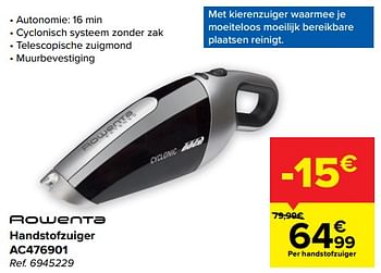 Promoties Rowenta handstofzuiger ac476901 - Rowenta - Geldig van 23/03/2023 tot 03/04/2023 bij Carrefour