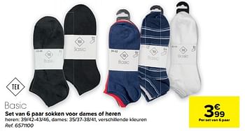 Promoties Set van 6 paar sokken voor dames of heren - Tex - Geldig van 23/03/2023 tot 03/04/2023 bij Carrefour