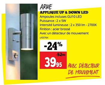 Promotions Arne applique up + down led - Produit maison - Dema - Valide de 20/03/2023 à 09/04/2023 chez Dema