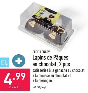 Promotions Lapins de pâques en chocolat - Excellence - Valide de 27/03/2023 à 07/04/2023 chez Aldi
