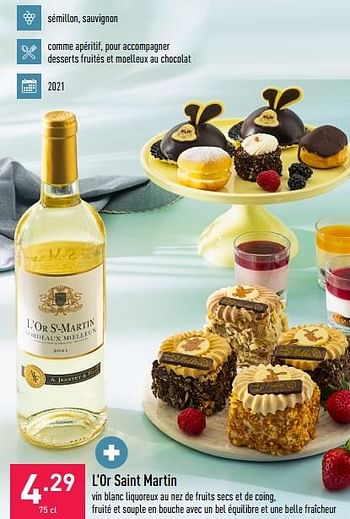 Promotions L`or saint martin - Vins blancs - Valide de 27/03/2023 à 07/04/2023 chez Aldi