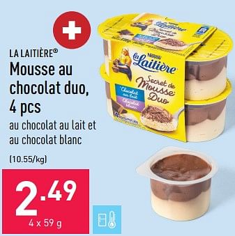 Promotions Mousse au chocolat duo - La Laitiere - Valide de 27/03/2023 à 07/04/2023 chez Aldi