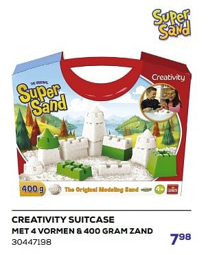 Promoties Creativity suitcase met 4 vormen + 400 gram zand - Goliath - Geldig van 21/03/2023 tot 22/04/2023 bij Supra Bazar