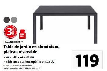 Promotions Table de jardin en aluminium plateau réversible - Livarno - Valide de 29/03/2023 à 04/04/2023 chez Lidl