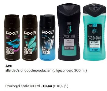 Promoties Axe douchegel apollo - Axe - Geldig van 22/02/2023 tot 04/04/2023 bij Colruyt
