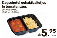 Dagschotel gehaktballetjes in tomatensaus-Huismerk - Bon