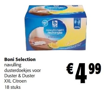 Promotions Boni selection navulling dusterdoekjes voor duster + duster xxl citroen - Boni - Valide de 22/03/2023 à 04/04/2023 chez Colruyt