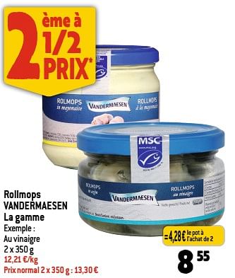 Promoties Rollmops vandermaesen au vinaigre - Vandermaesen - Geldig van 22/03/2023 tot 28/03/2023 bij Smatch