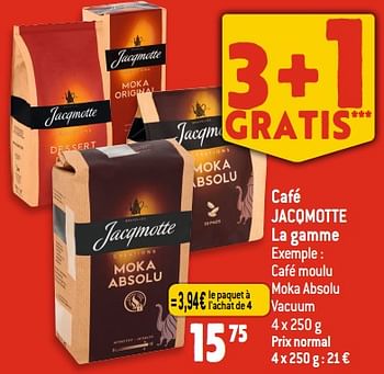 Promoties Café jacqmotte café moulu moka absolu vacuum - JACQMOTTE - Geldig van 22/03/2023 tot 28/03/2023 bij Smatch