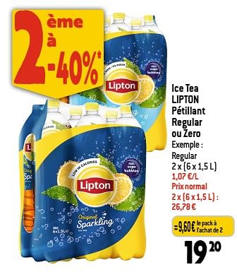 Promoties Ice tea lipton pétillant regular ou zero - Lipton - Geldig van 22/03/2023 tot 28/03/2023 bij Smatch