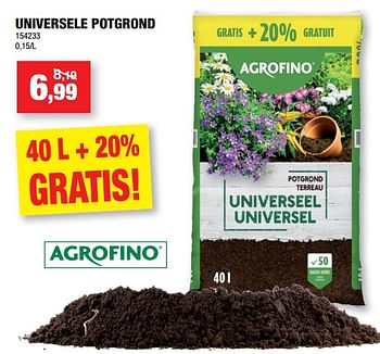 Promoties Universele potgrond - Agrofino - Geldig van 22/03/2023 tot 02/04/2023 bij Hubo