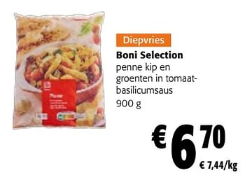 Promoties Boni selection penne kip en groenten in tomaatbasilicumsaus - Boni - Geldig van 22/03/2023 tot 04/04/2023 bij Colruyt