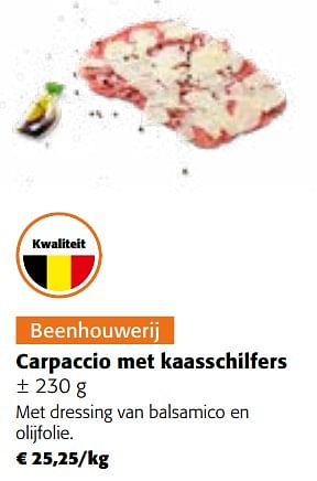 Promoties Carpaccio met kaasschilfers - Huismerk - Colruyt - Geldig van 22/03/2023 tot 04/04/2023 bij Colruyt