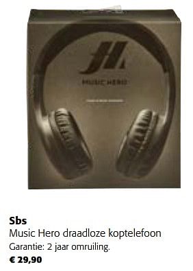 Promoties Sbs music hero draadloze koptelefoon - SBS - Geldig van 22/03/2023 tot 04/04/2023 bij Colruyt