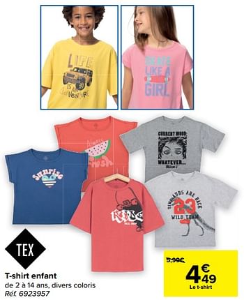 Promotions T-shirt enfant - Tex - Valide de 23/03/2023 à 03/04/2023 chez Carrefour