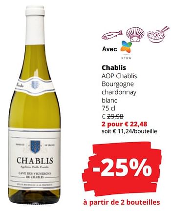 Promotions Chablis aop chablis bourgogne chardonnay blanc - Vins blancs - Valide de 23/03/2023 à 05/04/2023 chez Spar (Colruytgroup)
