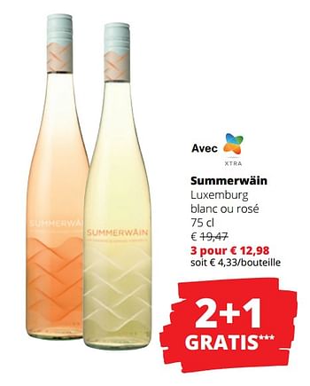 Promotions Summerwäin luxemburg blanc ou rosé - Vins blancs - Valide de 23/03/2023 à 05/04/2023 chez Spar (Colruytgroup)