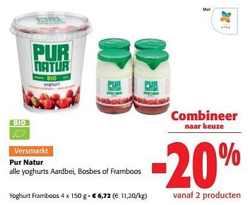 Promoties Pur natur yoghurt framboos - Pur Natur - Geldig van 22/02/2023 tot 04/04/2023 bij Colruyt