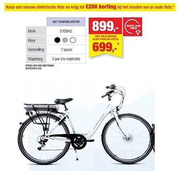 Promoties Elektrische fiets met voorwielmotor - Evobike - Geldig van 22/03/2023 tot 02/04/2023 bij Hubo