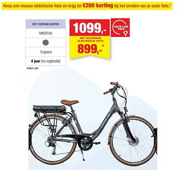 Promoties Elektrische fiets met voorwielmotor - Minerva - Geldig van 22/03/2023 tot 02/04/2023 bij Hubo