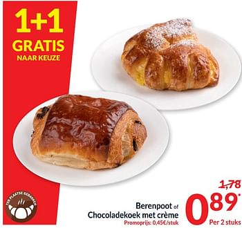 Promotions Berenpoot of chocoladekoek met crème - Produit maison - Intermarche - Valide de 28/03/2023 à 02/04/2023 chez Intermarche