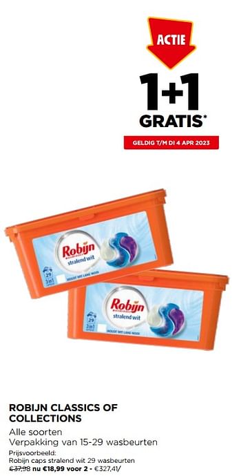 Promoties Robijn caps stralend wit - Robijn - Geldig van 29/03/2023 tot 04/04/2023 bij Jumbo