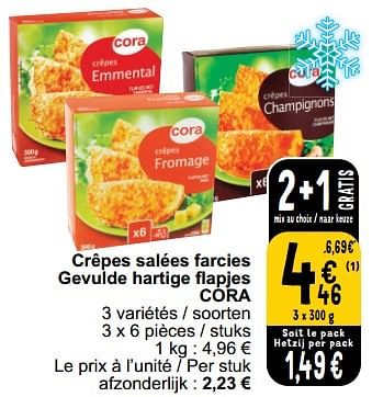 Promoties Crêpes salées farcies gevulde hartige flapjes cora - Huismerk - Cora - Geldig van 28/03/2023 tot 03/04/2023 bij Cora