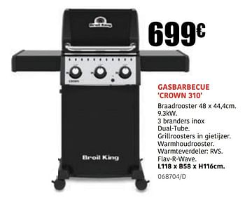 Promoties Gasbarbecue crown 310 - Broil King - Geldig van 30/03/2023 tot 30/09/2023 bij HandyHome
