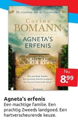 Promoties Agneta`s erfenis - Huismerk - Boekenvoordeel - Geldig van 25/03/2023 tot 02/04/2023 bij BoekenVoordeel