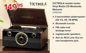 Promoties Victrola muziek center vinyl-radio-cd-bluetooth mahonie - Victrola - Geldig van 27/03/2023 tot 16/04/2023 bij Euro Shop