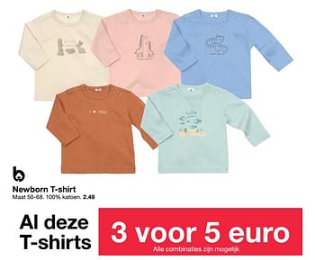 Promoties Newborn t-shirt - Huismerk - Zeeman  - Geldig van 25/03/2023 tot 07/04/2023 bij Zeeman