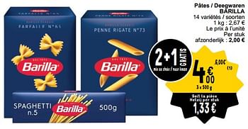 Promoties Pâtes - deegwaren barilla - Barilla - Geldig van 28/03/2023 tot 03/04/2023 bij Cora